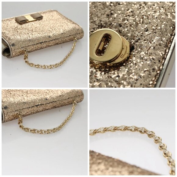 Salvatore Ferragamo Shoulder Bag Sequin 2way Gold Auth 108329 - Picture 16 of 16